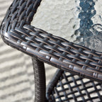 Ensemble bistro de patio OVIOS 3 pièces avec fauteuil à bascule et table basse en verre