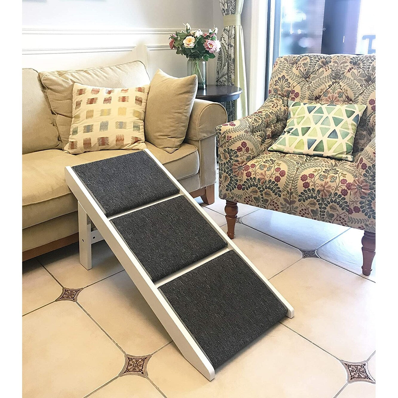 PAWLAND Échelle pliable 2-en-1 pour animaux de compagnie, pour chiens, chats, lits surélevés, marches pour chiens, tabouret d'escalade facile pour animaux de compagnie