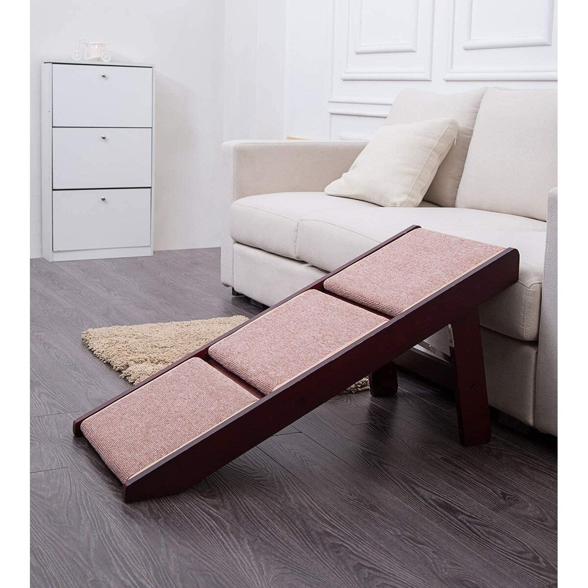 PAWLAND Échelle pliable 2-en-1 pour animaux de compagnie, pour chiens, chats, lits surélevés, marches pour chiens, tabouret d'escalade facile pour animaux de compagnie