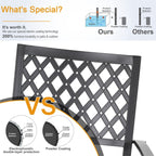 Ensemble de salle à manger d'extérieur MAISON ARTS 6 pièces avec parasol à 3 niveaux inclinable automatiquement de 3 m : 4 chaises d'extérieur en métal, 1 table à manger carrée en métal