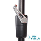 Ensemble de salle à manger d'extérieur MAISON ARTS 6 pièces avec parasol à 3 niveaux inclinable automatiquement de 3 m : 4 chaises d'extérieur en métal, 1 table à manger carrée en métal