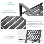 Ensemble de salle à manger d'extérieur MAISON ARTS 6 pièces avec parasol à 3 niveaux inclinable automatiquement de 3 m : 4 chaises d'extérieur en métal, 1 table à manger carrée en métal