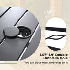 Ensemble de salle à manger d'extérieur MAISON ARTS 6 pièces avec parasol à 3 niveaux inclinable automatiquement de 3 m : 4 chaises d'extérieur en métal, 1 table à manger carrée en métal