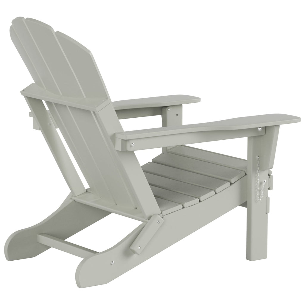Chaise de jardin pliante Adirondack Polytrends Laguna en HDPE, résistante aux intempéries, avec pouf (ensemble 2 pièces)