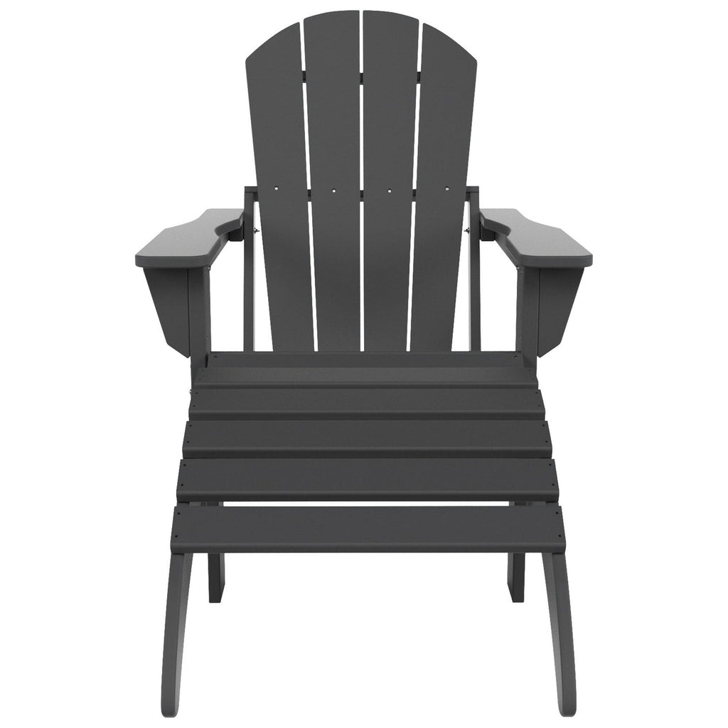 Chaise de jardin pliante Adirondack Polytrends Laguna en HDPE, résistante aux intempéries, avec pouf (ensemble 2 pièces)