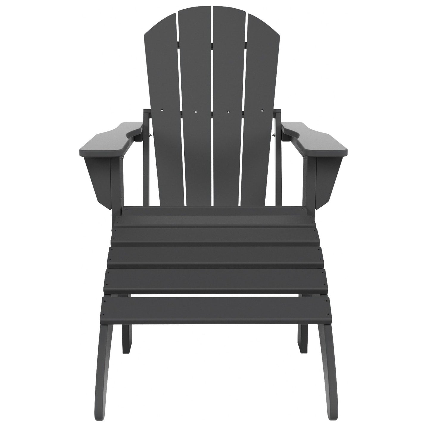 Chaise de jardin pliante Adirondack Polytrends Laguna en HDPE, résistante aux intempéries, avec pouf (ensemble 2 pièces)