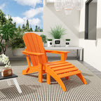 Chaise de jardin pliante Adirondack Polytrends Laguna en HDPE, résistante aux intempéries, avec pouf (ensemble 2 pièces)