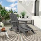 Chaise de jardin pliante Adirondack Polytrends Laguna en HDPE, résistante aux intempéries, avec pouf (ensemble 2 pièces)