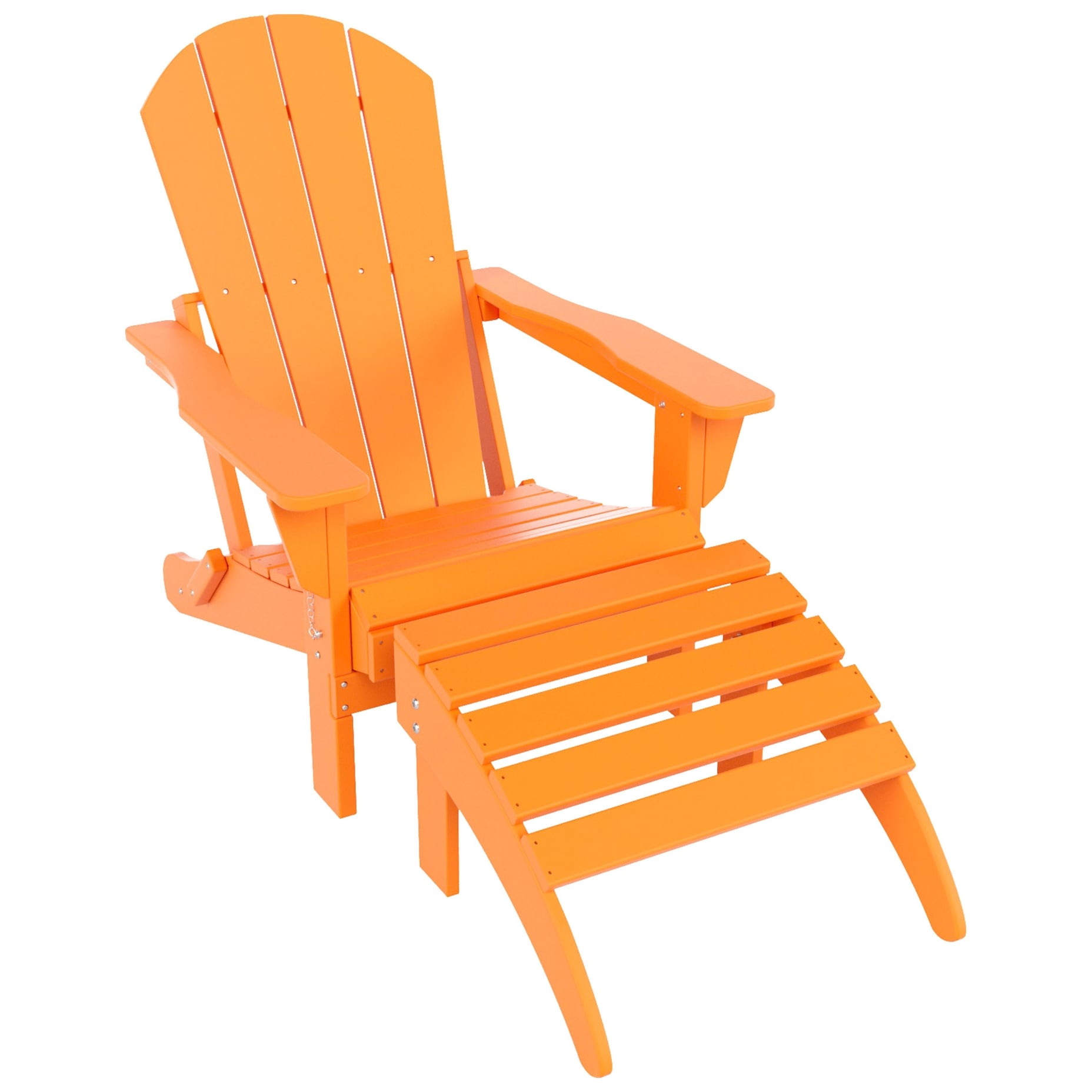 Chaise de jardin pliante Adirondack Polytrends Laguna en HDPE, résistante aux intempéries, avec pouf (ensemble 2 pièces)