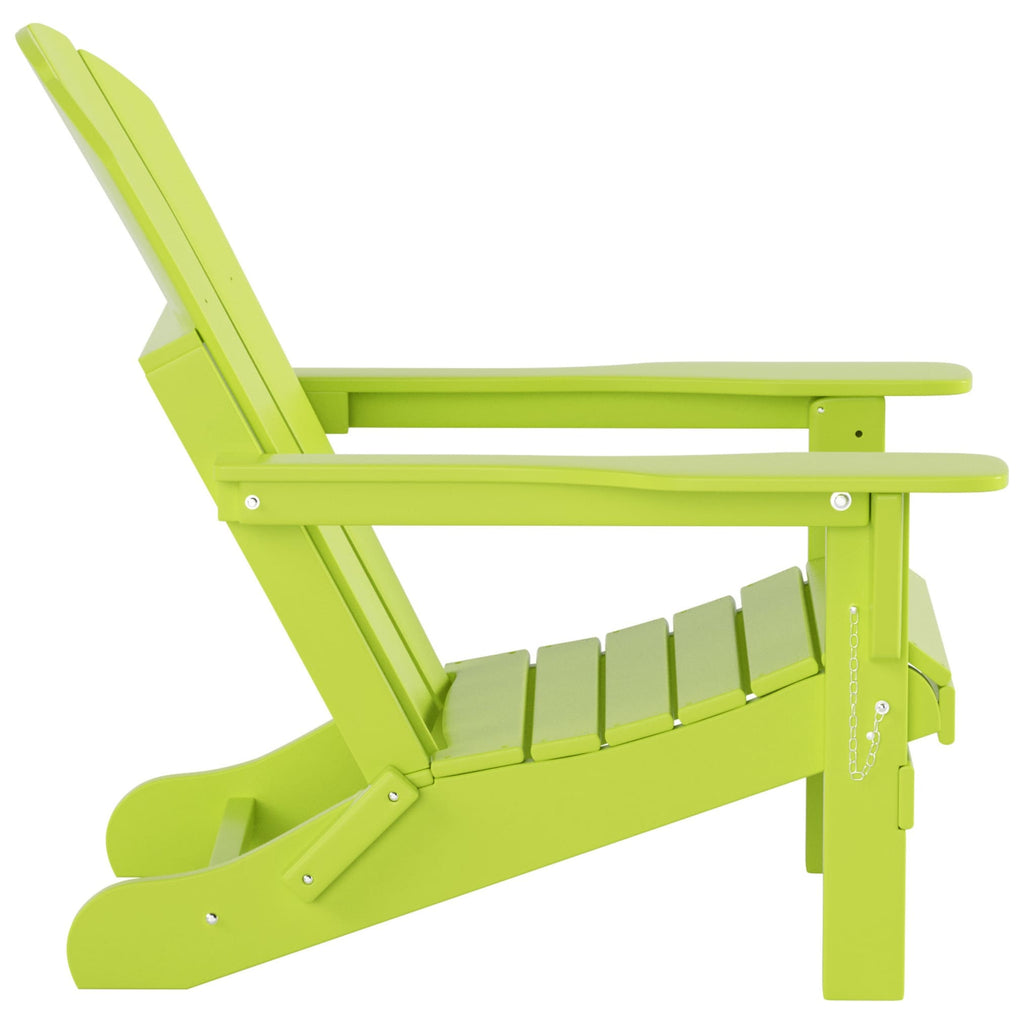 Chaise de jardin pliante Adirondack Polytrends Laguna en HDPE, résistante aux intempéries, avec pouf (ensemble 2 pièces)