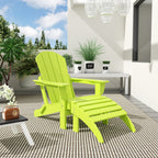 Chaise de jardin pliante Adirondack Polytrends Laguna en HDPE, résistante aux intempéries, avec pouf (ensemble 2 pièces)