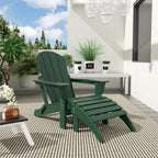 Chaise de jardin pliante Adirondack Polytrends Laguna en HDPE, résistante aux intempéries, avec pouf (ensemble 2 pièces)