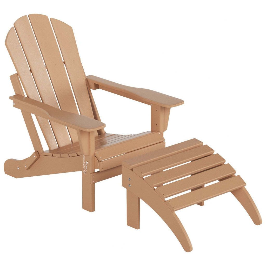 Chaise de jardin pliante Adirondack Polytrends Laguna en HDPE, résistante aux intempéries, avec pouf (ensemble 2 pièces)