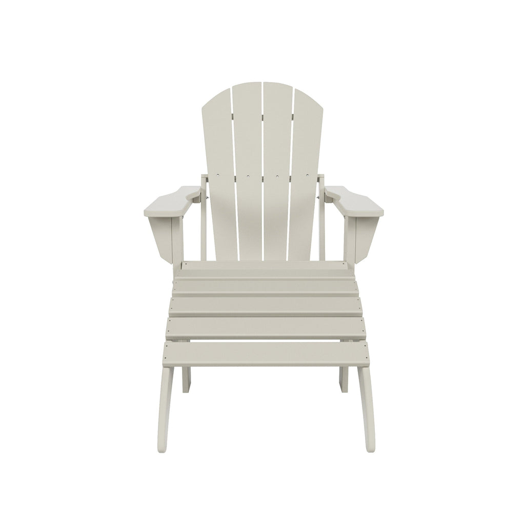 Chaise de jardin pliante Adirondack Polytrends Laguna en HDPE, résistante aux intempéries, avec pouf (ensemble 2 pièces)