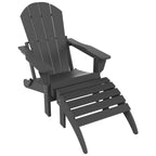 Chaise de jardin pliante Adirondack Polytrends Laguna en HDPE, résistante aux intempéries, avec pouf (ensemble 2 pièces)