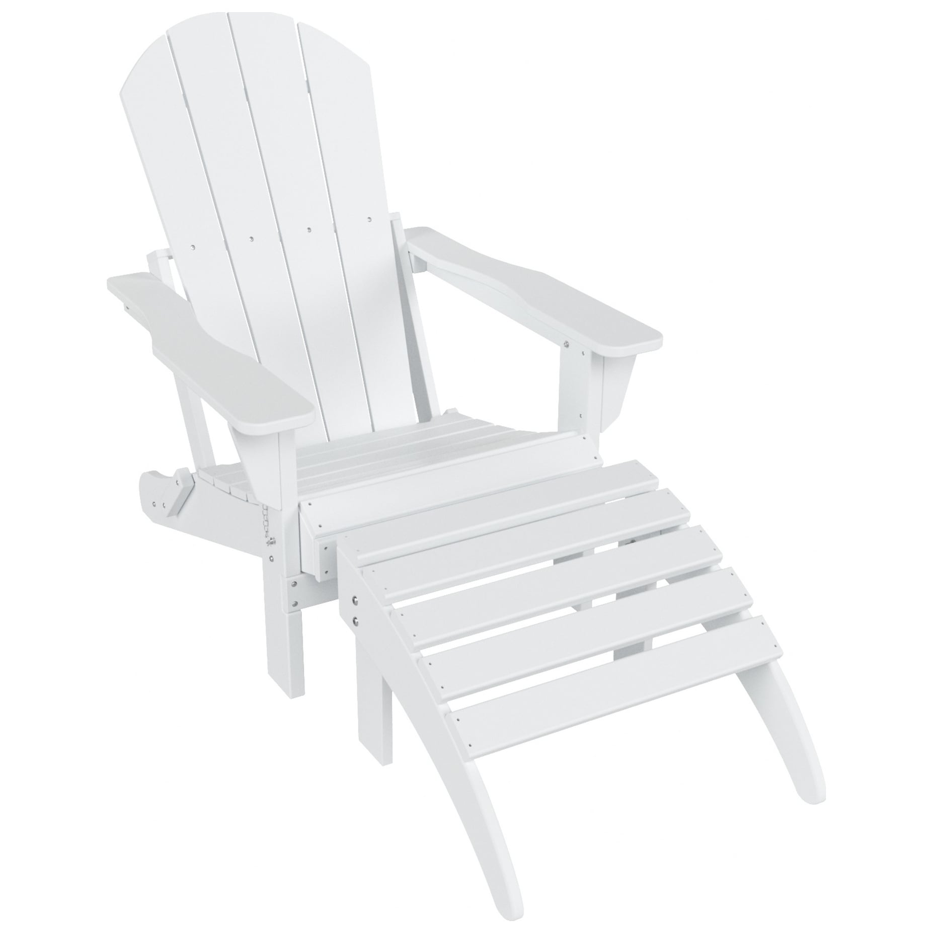 Chaise de jardin pliante Adirondack Polytrends Laguna en HDPE, résistante aux intempéries, avec pouf (ensemble 2 pièces)