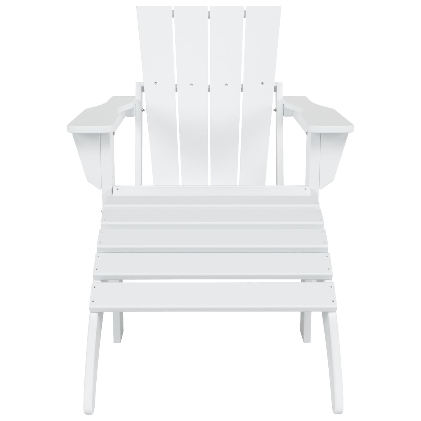 Chaise de jardin pliante Adirondack Polytrends Laguna en HDPE, résistante aux intempéries, avec pouf (ensemble 2 pièces)