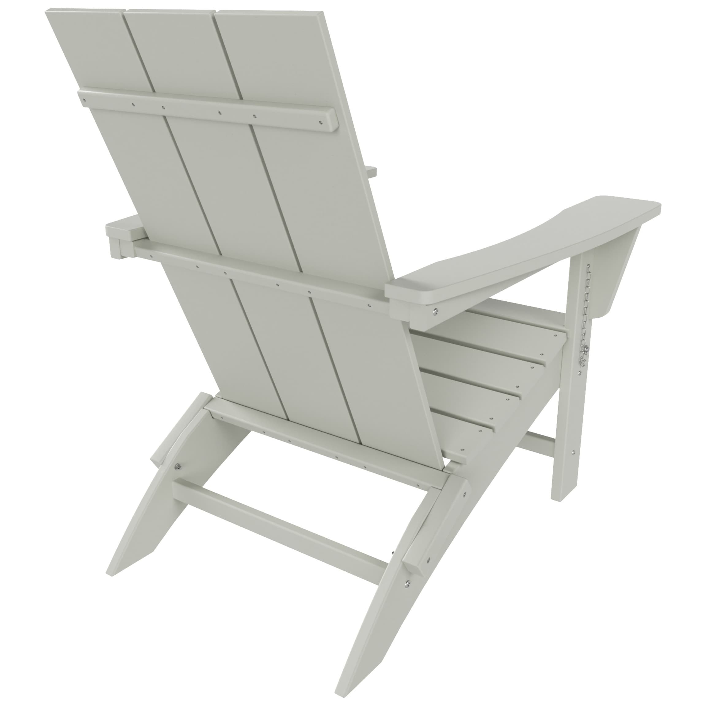 Chaise Adirondack pliable, moderne, écologique, résistante aux intempéries, pour usage commercial et résidentiel, de la marque Polytrends Shoreside.