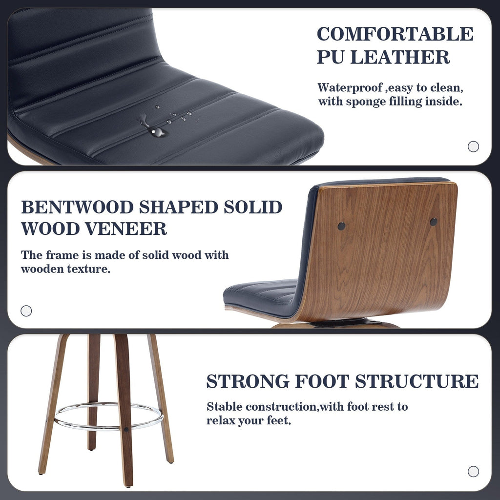 Tabourets de bar/hauts-sièges pivotants en simili cuir 26/29, lot de 2/3