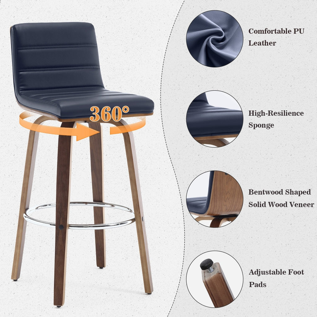 Tabourets de bar/hauts-sièges pivotants en simili cuir 26/29, lot de 2/3