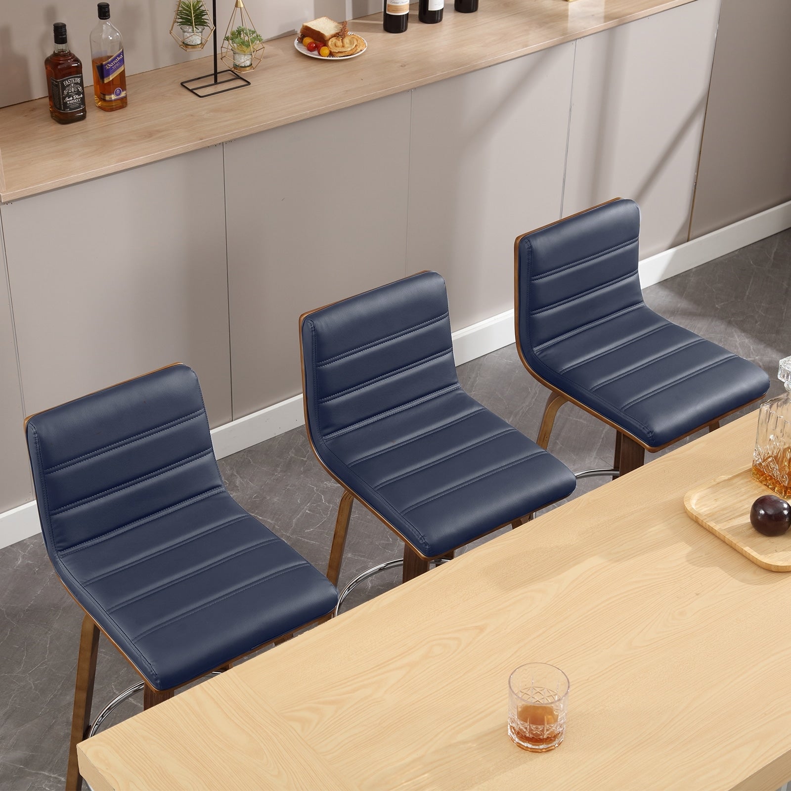 Tabourets de bar/hauts-sièges pivotants en simili cuir 26/29, lot de 2/3