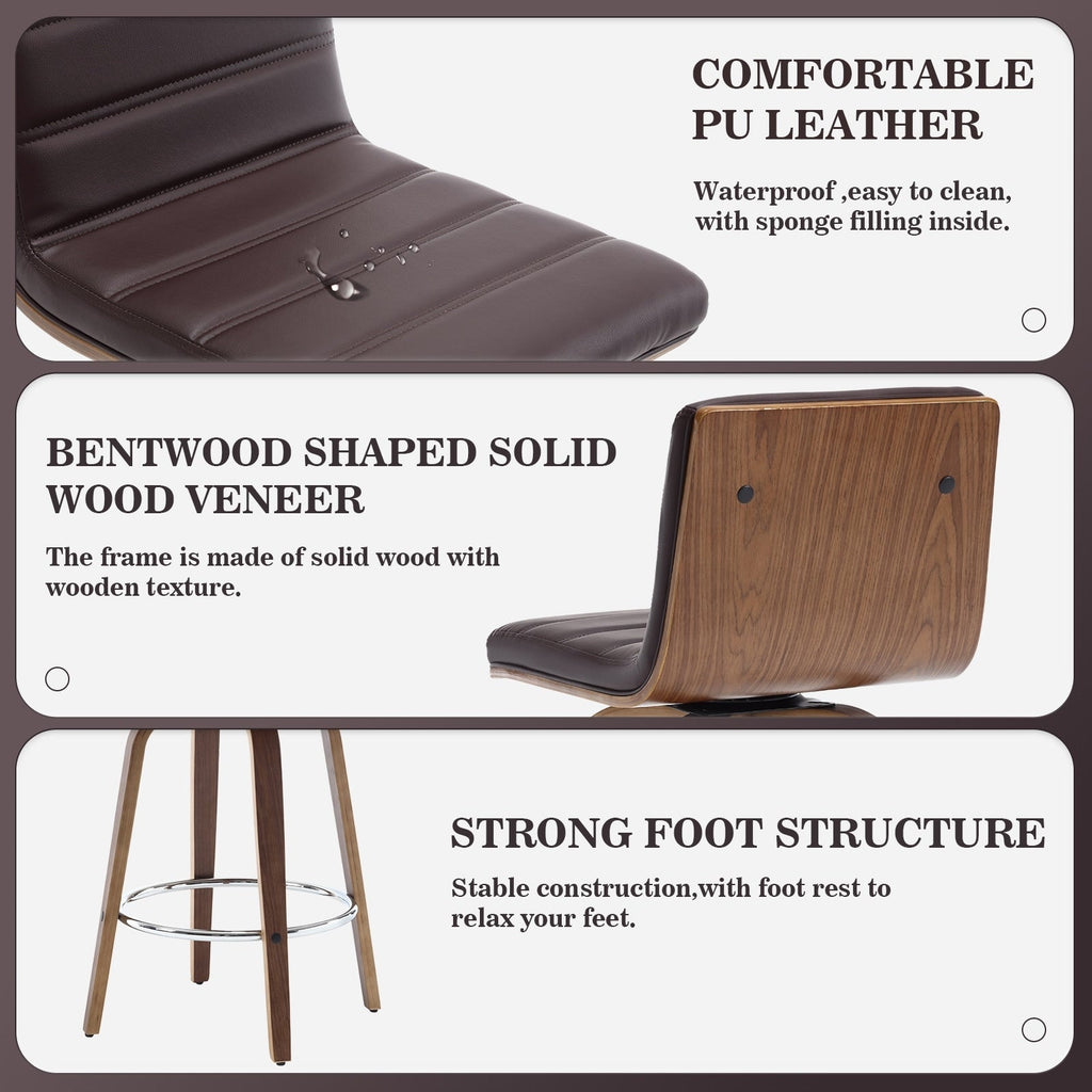 Tabourets de bar/hauts-sièges pivotants en simili cuir 26/29, lot de 2/3