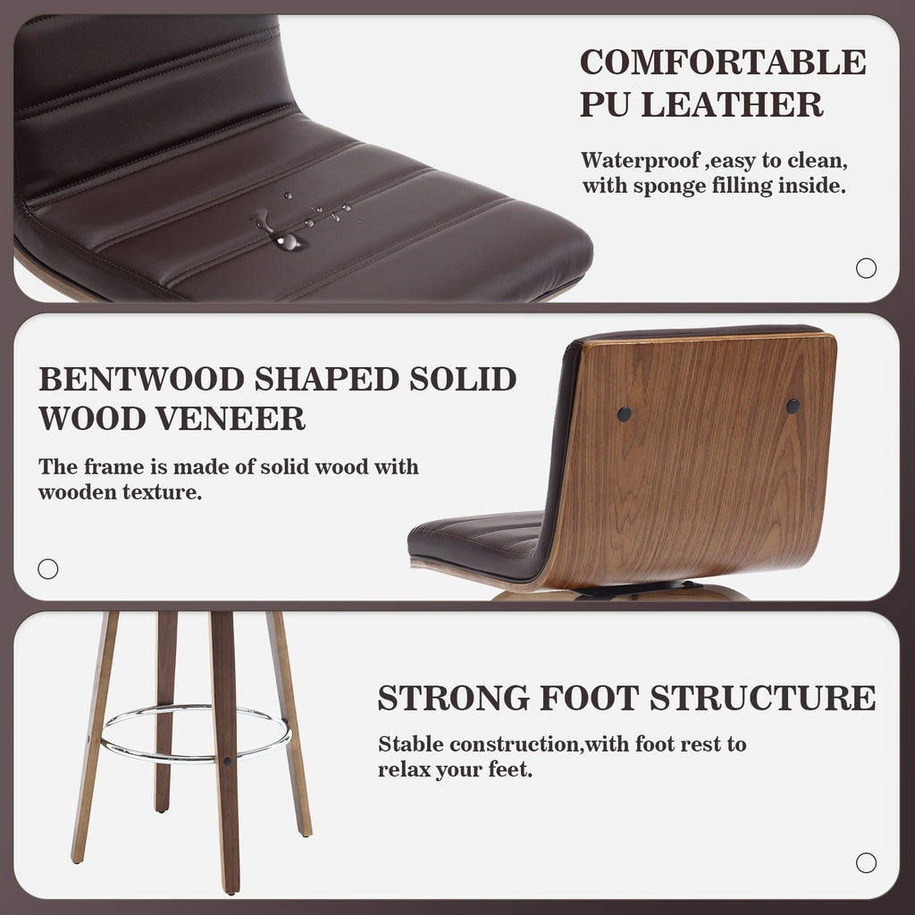 Tabourets de bar/hauts-sièges pivotants en simili cuir 26/29, lot de 2/3