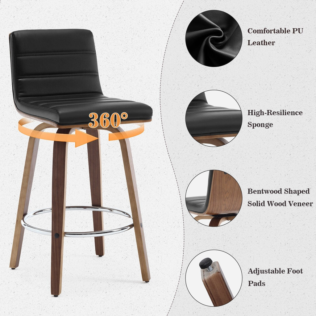 Tabourets de bar/hauts-sièges pivotants en simili cuir 26/29, lot de 2/3