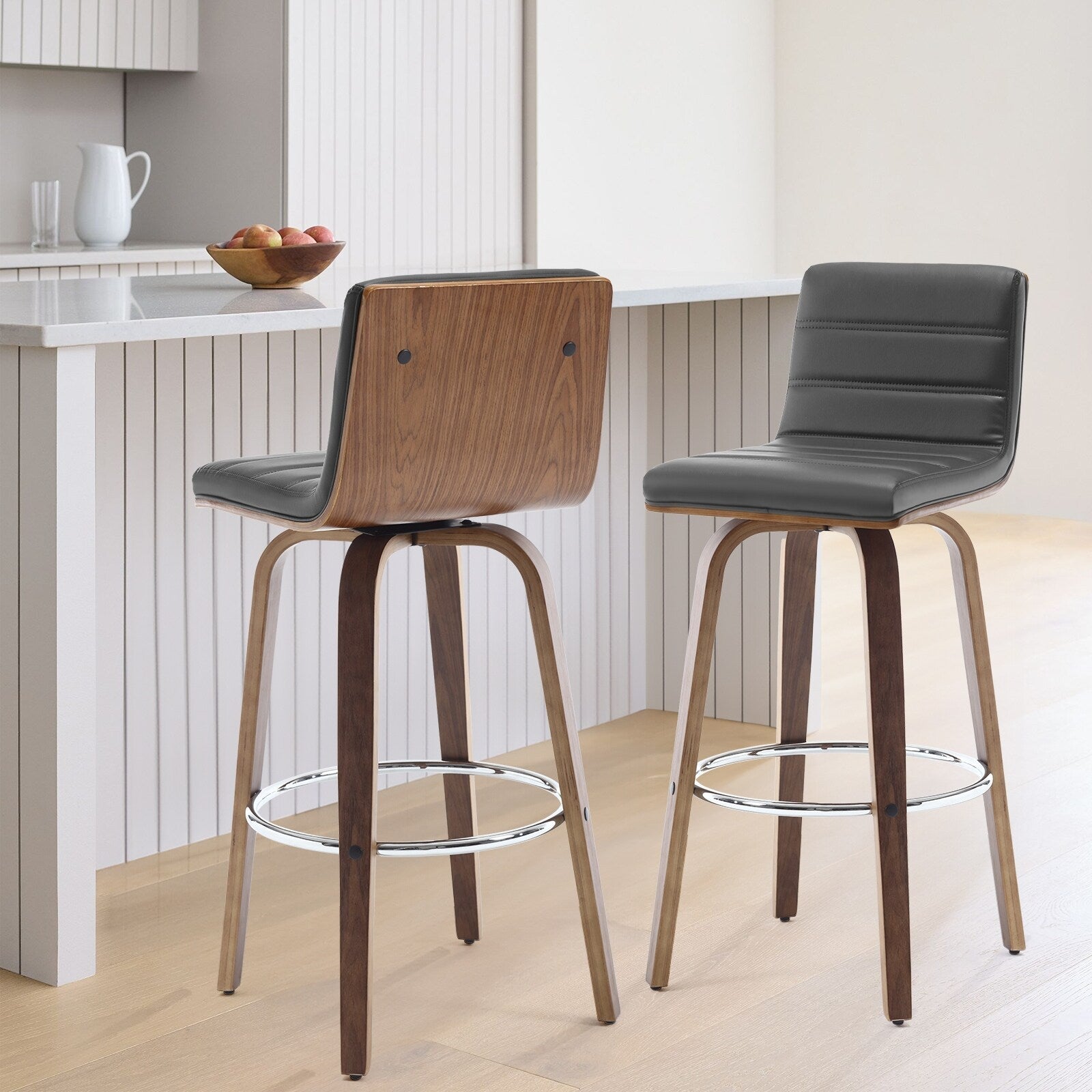 Tabourets de bar/hauts-sièges pivotants en simili cuir 26/29, lot de 2/3