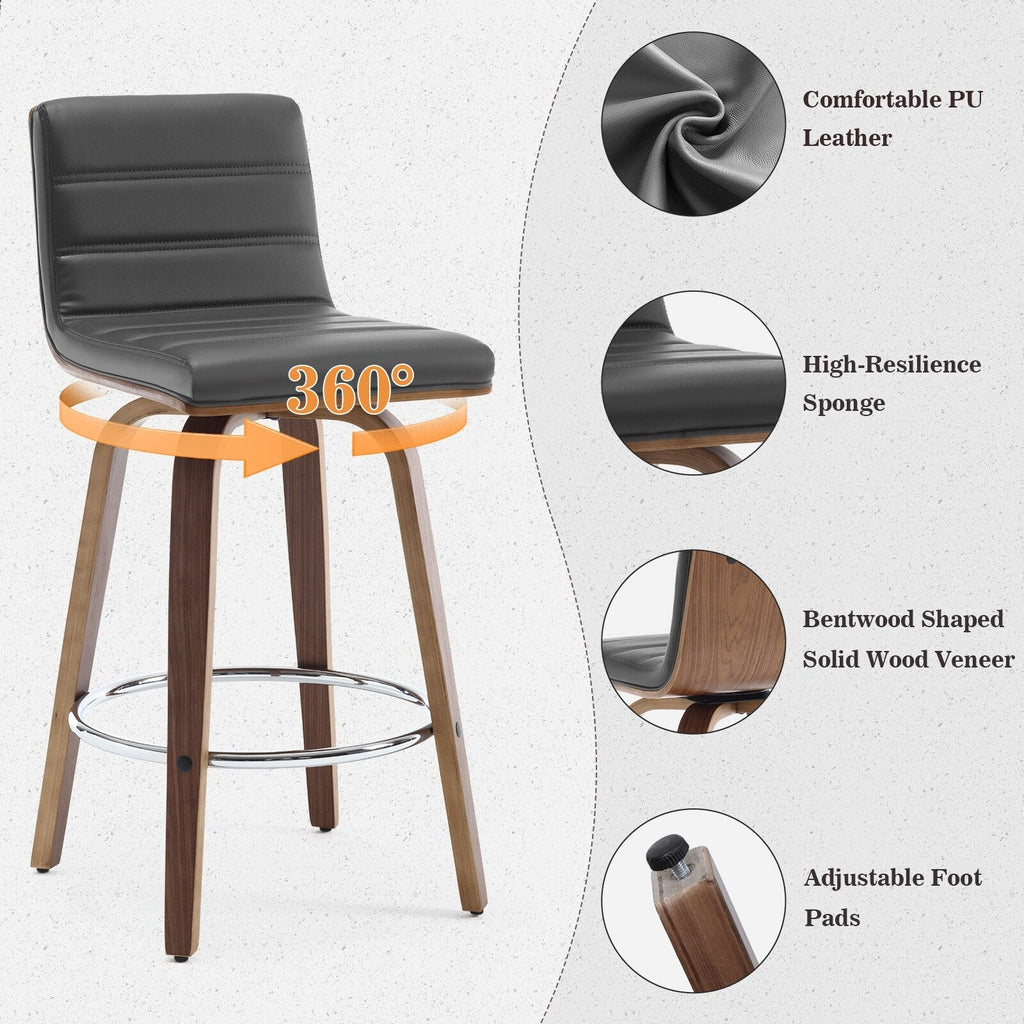 Tabourets de bar/hauts-sièges pivotants en simili cuir 26/29, lot de 2/3