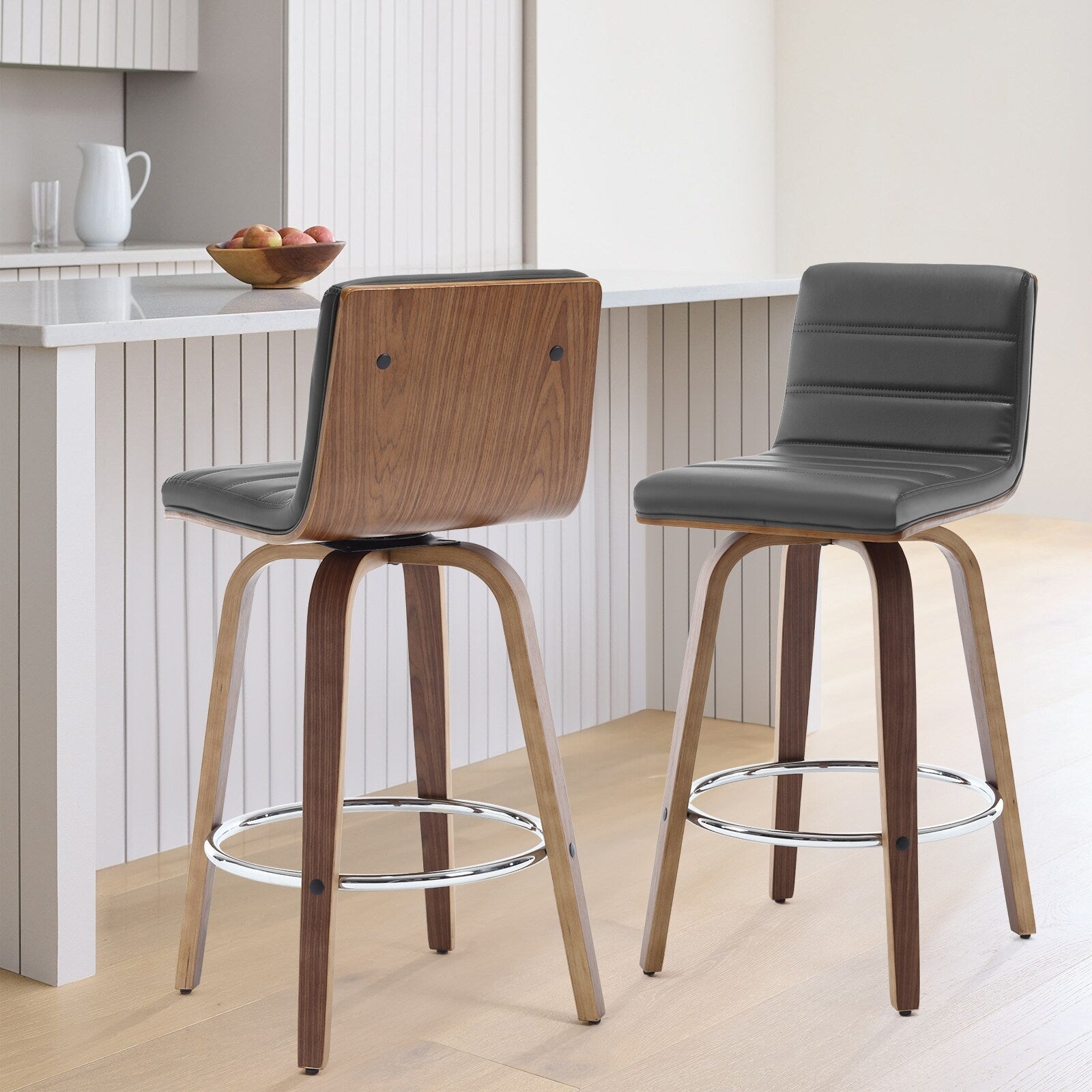 Tabourets de bar/hauts-sièges pivotants en simili cuir 26/29, lot de 2/3