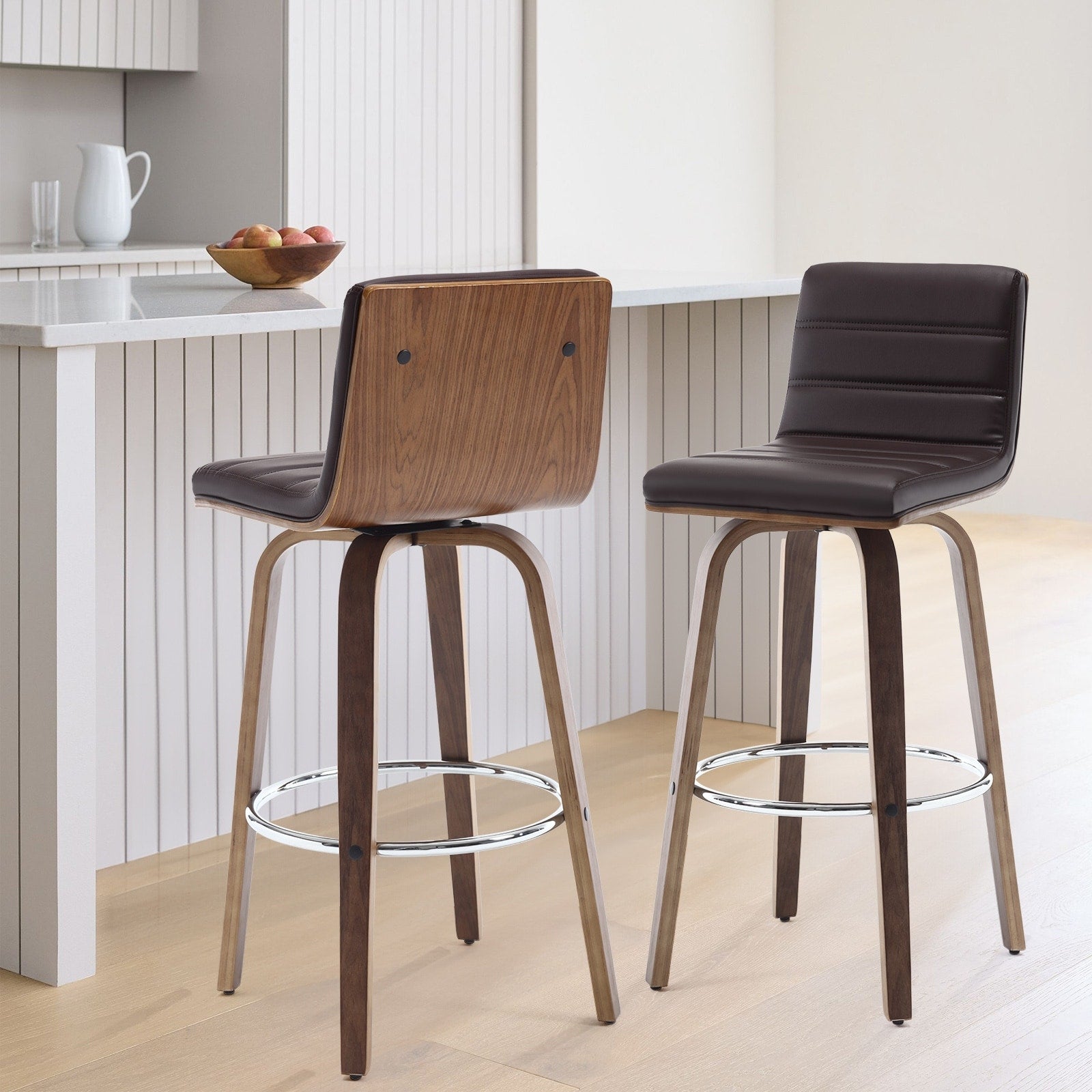 Tabourets de bar/hauts-sièges pivotants en simili cuir 26/29, lot de 2/3