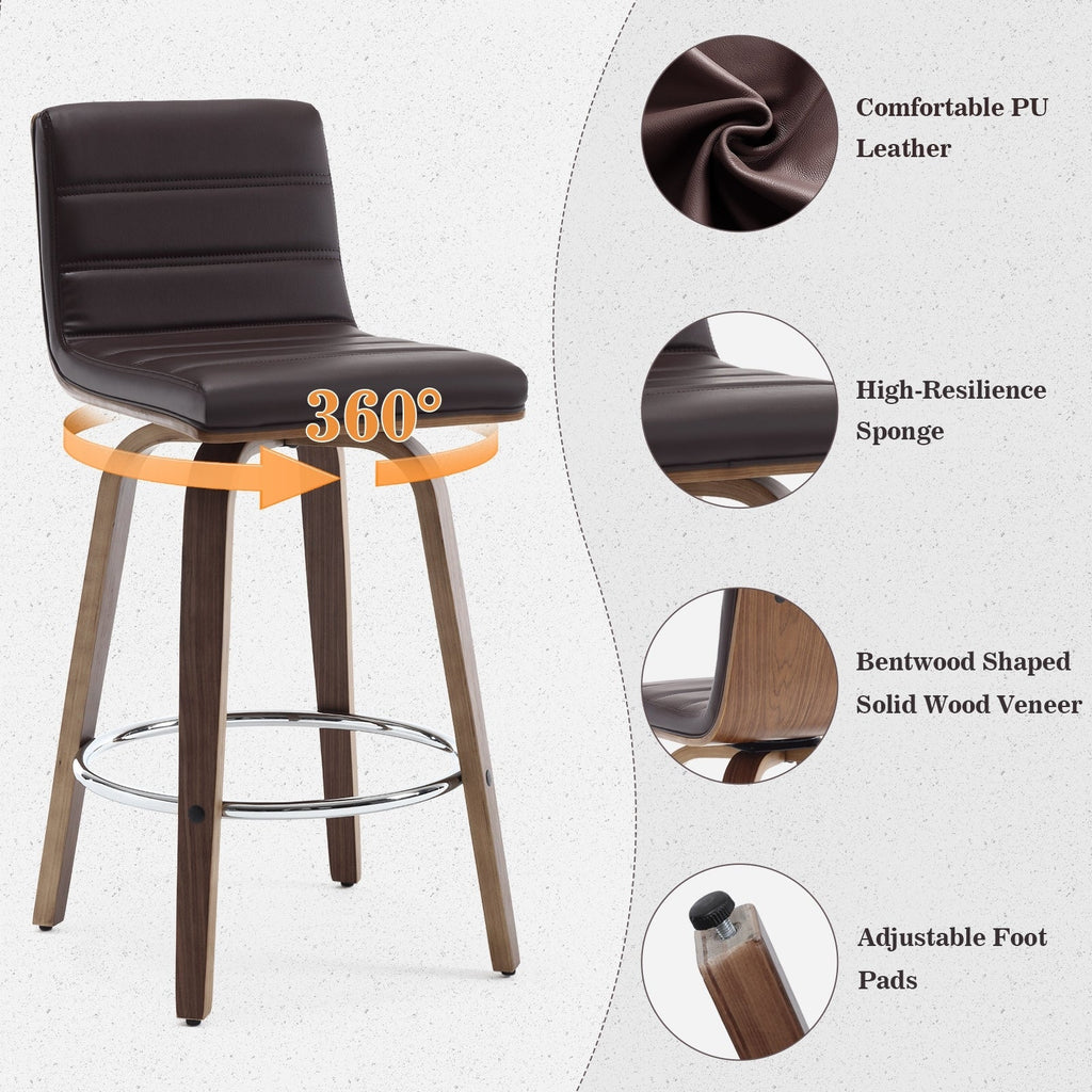 Tabourets de bar/hauts-sièges pivotants en simili cuir 26/29, lot de 2/3