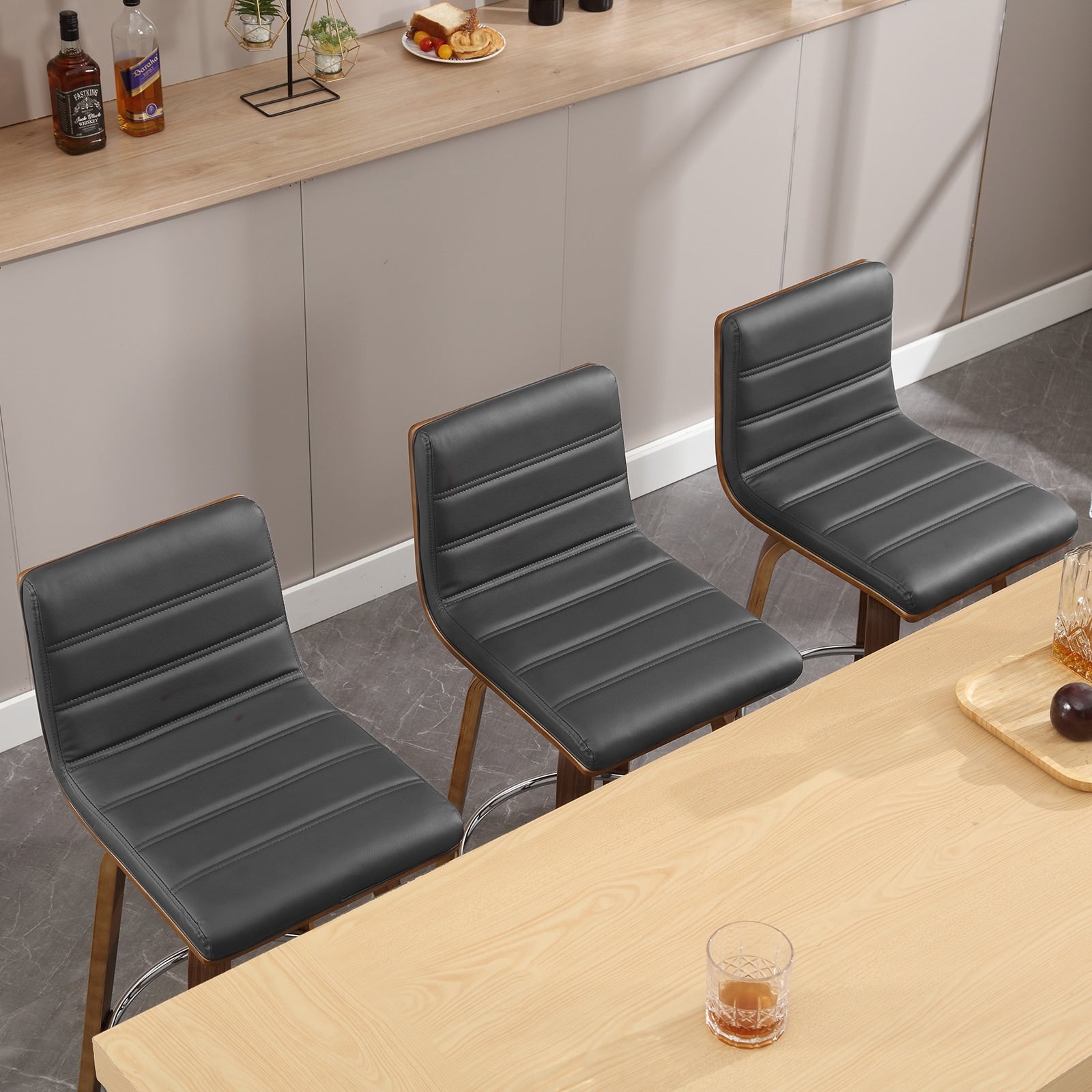 Tabourets de bar/hauts-sièges pivotants en simili cuir 26/29, lot de 2/3