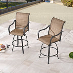 Chaise de bar à dossier haut pivotante en métal pour extérieur Patio Festival (lot de 2)