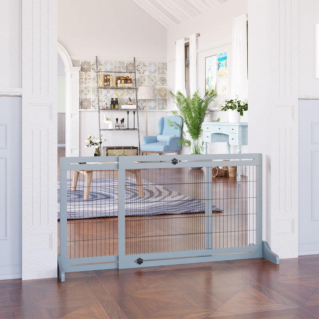 PawHut Barrière pour animaux de compagnie extra large, autoportante, avec longueur réglable, barrière pour chien et bébé pour maison, porte, couloir, gris