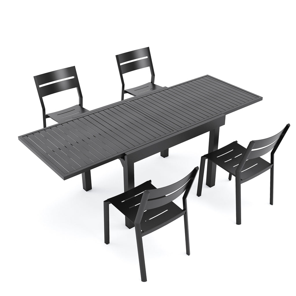 Ensemble de salle à manger d'extérieur Pellabant en aluminium 5/7/9 pièces avec table extensible et chaises empilables