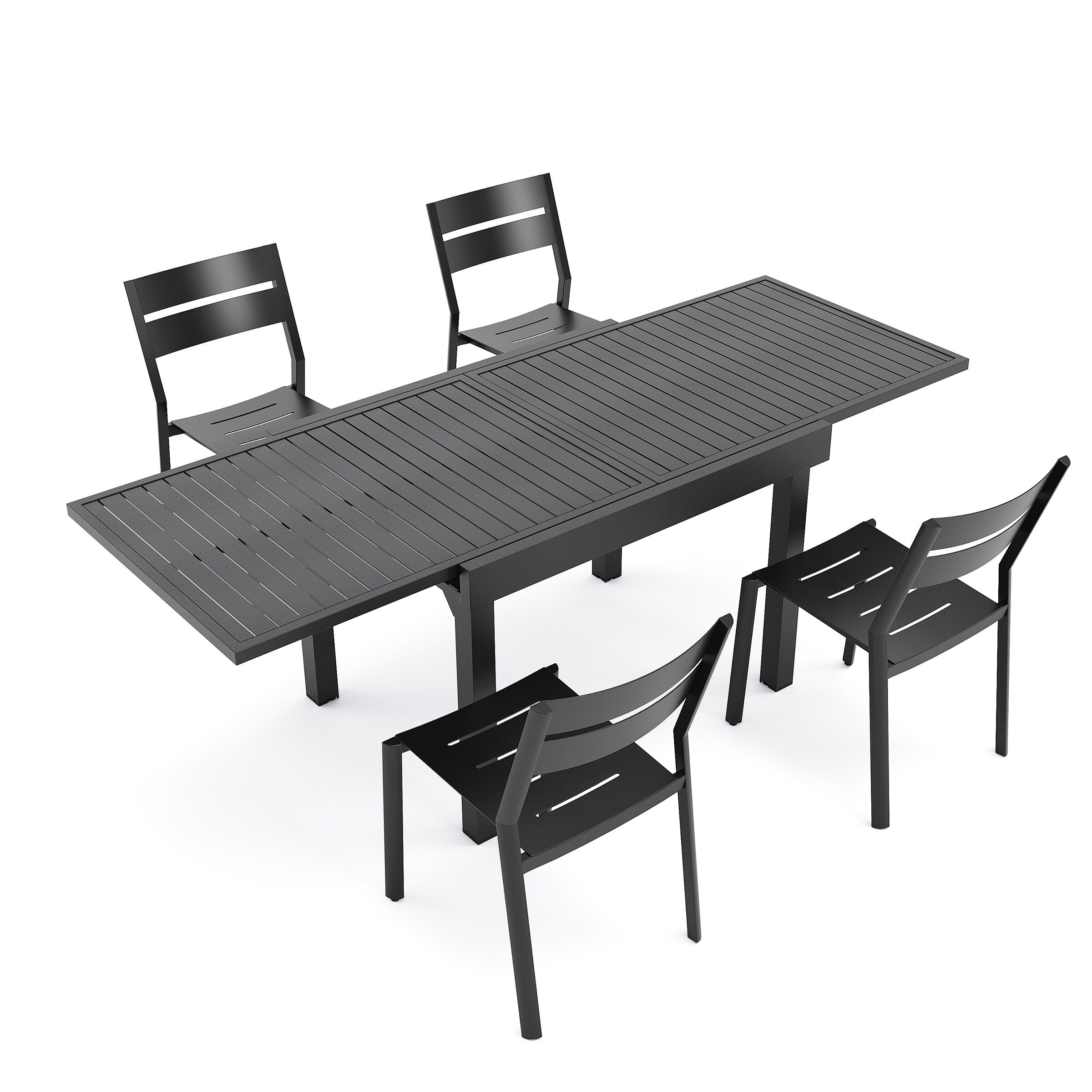 Ensemble de salle à manger d'extérieur Pellabant en aluminium 5/7/9 pièces avec table extensible et chaises empilables
