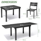 Ensemble de salle à manger d'extérieur Pellabant en aluminium 5/7/9 pièces avec table extensible et chaises empilables