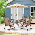 Ensemble de patio Pellabant 6 pièces avec table, parasol et 4 chaises pliantes - 57 cm (L) x 68 cm (P) x 88 cm (H)