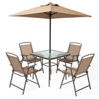 Ensemble de patio Pellabant 6 pièces avec table, parasol et 4 chaises pliantes - 57 cm (L) x 68 cm (P) x 88 cm (H)