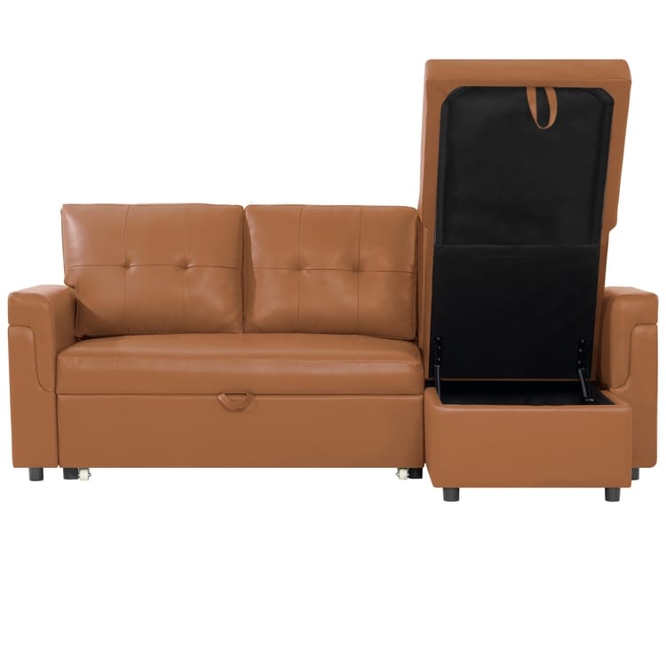 Canapé d'angle réversible avec lit escamotable, chaise longue avec rangement intégré, pieds robustes,