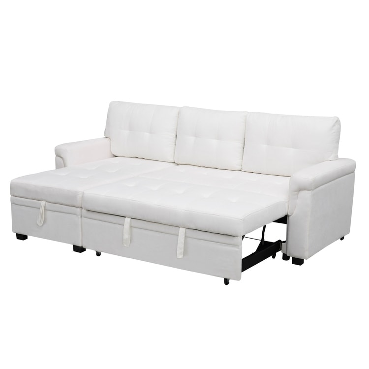 Canapé d'angle réversible avec lit escamotable, chaise longue avec rangement intégré, pieds robustes,