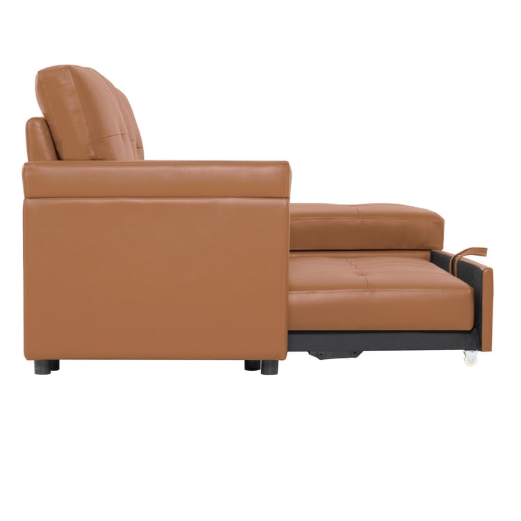 Canapé d'angle réversible avec lit escamotable, chaise longue avec rangement intégré, pieds robustes,