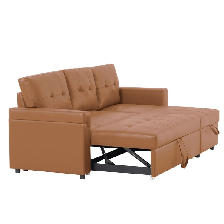 Canapé d'angle réversible avec lit escamotable, chaise longue avec rangement intégré, pieds robustes,