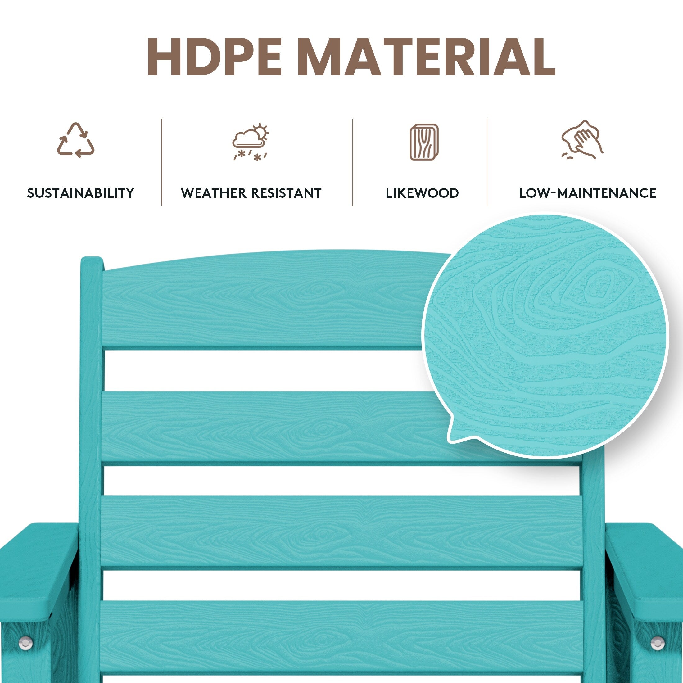 Ensemble de 3 chaises hautes Adirondack en plastique pour patio