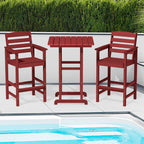 Ensemble de 3 chaises hautes Adirondack en plastique pour patio