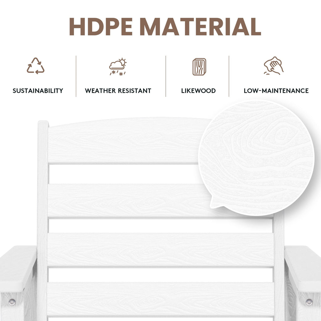 Ensemble de 3 chaises hautes Adirondack en plastique pour patio