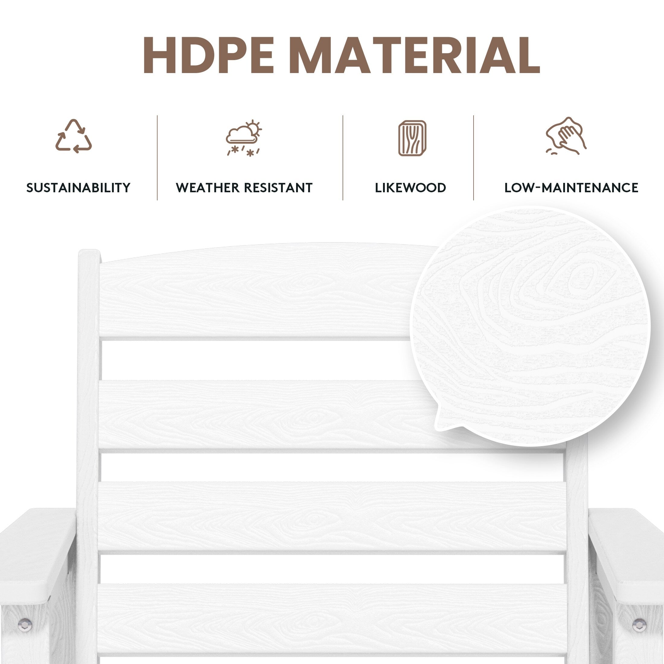 Ensemble de 3 chaises hautes Adirondack en plastique pour patio