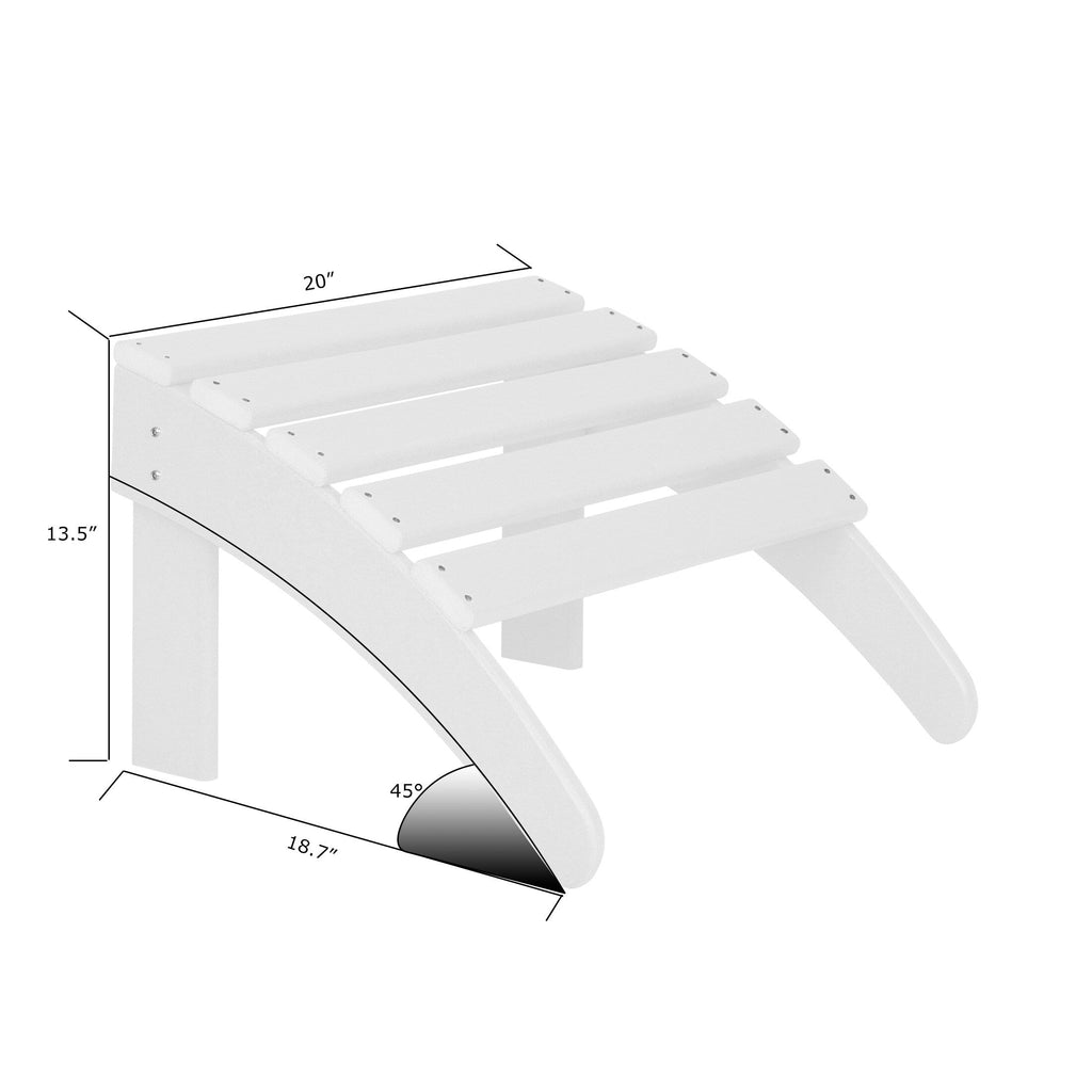 Chaise de jardin pliante Adirondack Polytrends Laguna en HDPE, résistante aux intempéries, avec pouf (ensemble 2 pièces)